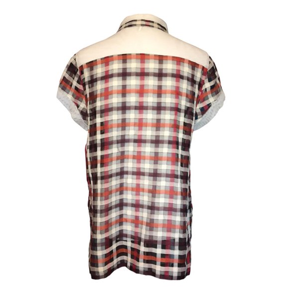 Foundrae Sheer Plaid Top - Size 8 - Picture 5 of 5